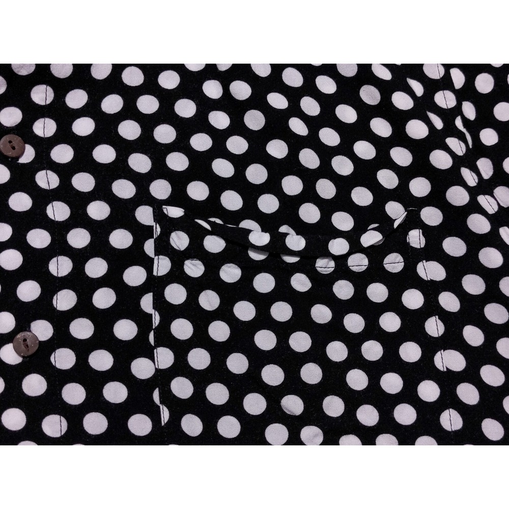 KENNY FLOWERS Short Sleeve Camp Shirt Rayon Black Polka Dots XXL 2XL - Picture 5 of 10